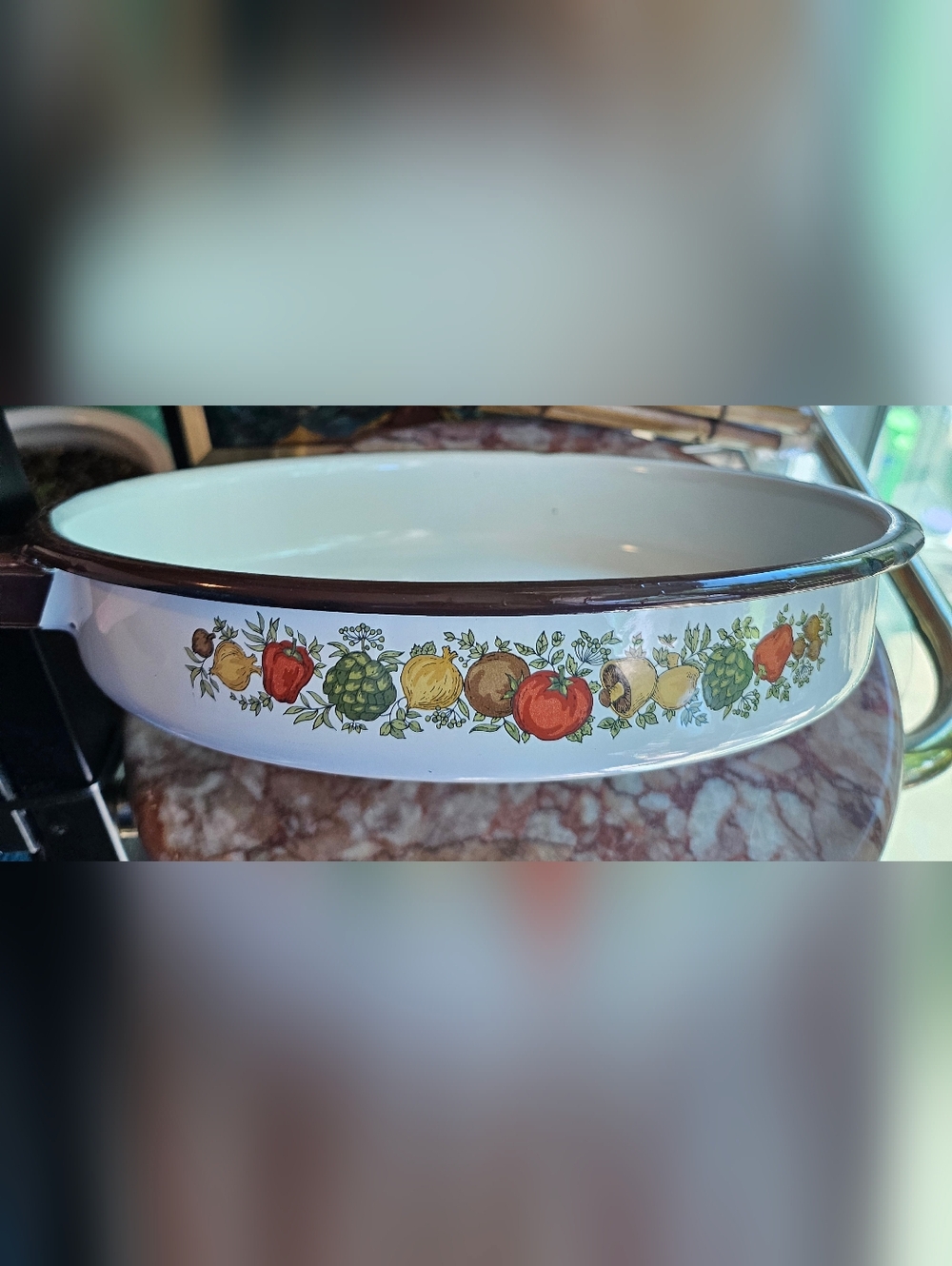 Vintage Spice Of Life Enamelware Skillet